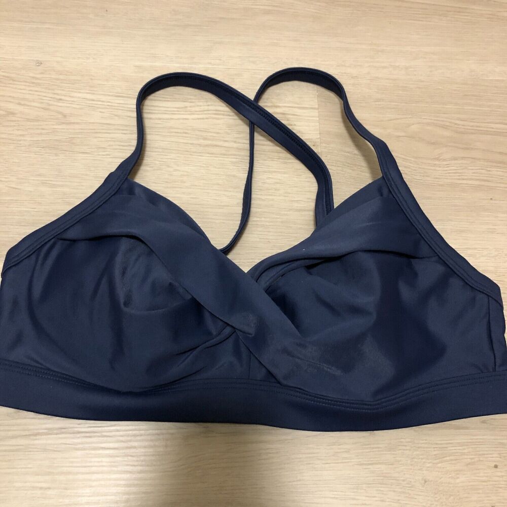 Athleta bikini top 34b c blue navy bra wired Twist Solid Wired C6